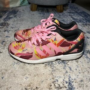 Adidas Torsion Zx Flux Light Pink Multi-Colored Floral Size 10